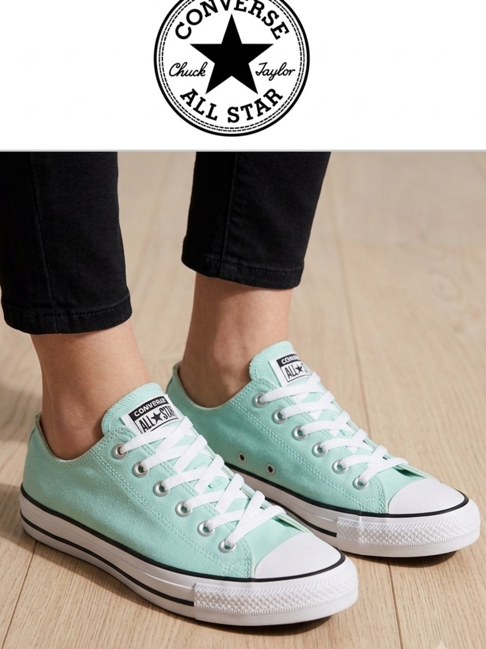 NWOB Converse Low Top Sneakers in Mint Green and White